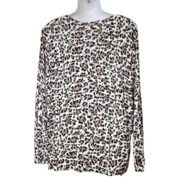 Talbots Leopard Print Crew Neck Sweater Women's Plus Size 2X - Picture 2 of 10